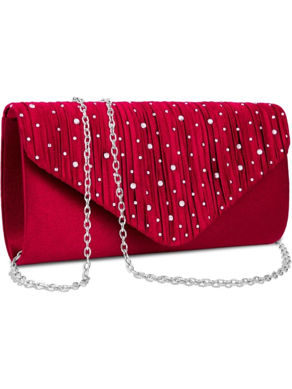〽️ Women's Burgundy Red Rhinestone Clutch Purse Wedding Cocktail Evening Bag